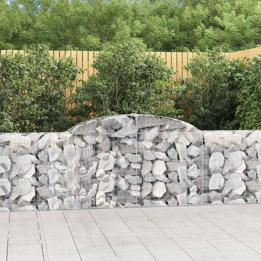 vidaXL Arched Gabion Baskets 12 pcs 300x30x80/100 cm Galvanised Iron