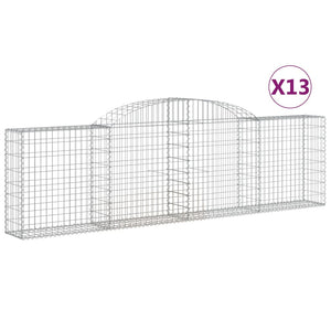 vidaXL Arched Gabion Baskets 13 pcs 300x30x80/100 cm Galvanised Iron