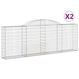 vidaXL Arched Gabion Baskets 2 pcs 300x30x100/120 cm Galvanised Iron