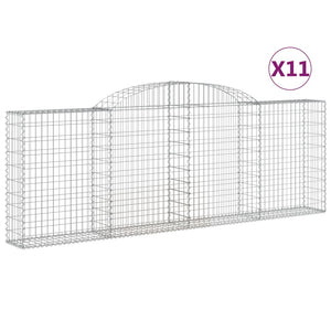 vidaXL Arched Gabion Baskets 11 pcs 300x30x100/120 cm Galvanised Iron