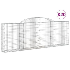 vidaXL Arched Gabion Baskets 20 pcs 300x30x100/120 cm Galvanised Iron