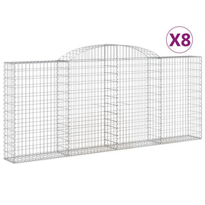 vidaXL Arched Gabion Baskets 8 pcs 300x30x120/140 cm Galvanised Iron