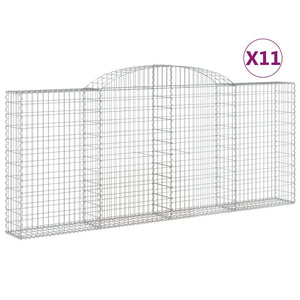 vidaXL Arched Gabion Baskets 11 pcs 300x30x120/140 cm Galvanised Iron