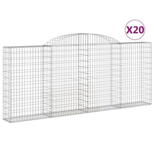 vidaXL Arched Gabion Baskets 20 pcs 300x30x120/140 cm Galvanised Iron