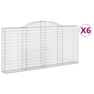 vidaXL Arched Gabion Baskets 6 pcs 300x30x140/160 cm Galvanised Iron