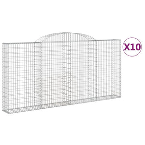 vidaXL Arched Gabion Baskets 10 pcs 300x30x140/160 cm Galvanised Iron