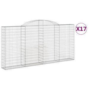 vidaXL Arched Gabion Baskets 17 pcs 300x30x140/160 cm Galvanised Iron