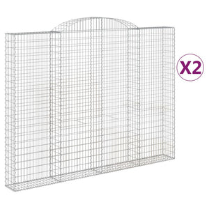 vidaXL Arched Gabion Baskets 2 pcs 300x30x220/240 cm Galvanised Iron