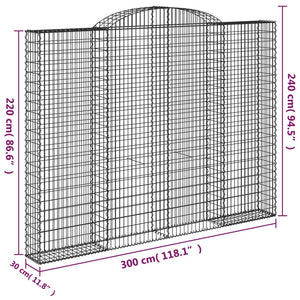 vidaXL Arched Gabion Baskets 2 pcs 300x30x220/240 cm Galvanised Iron