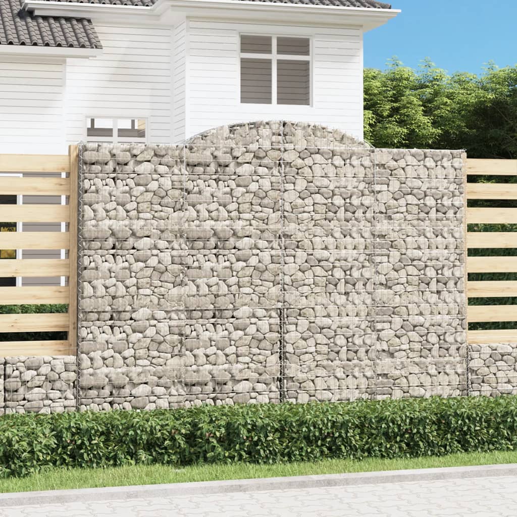 vidaXL Arched Gabion Baskets 2 pcs 300x30x220/240 cm Galvanised Iron