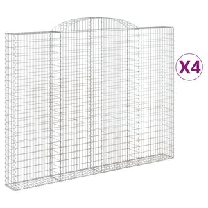 vidaXL Arched Gabion Baskets 4 pcs 300x30x220/240 cm Galvanised Iron