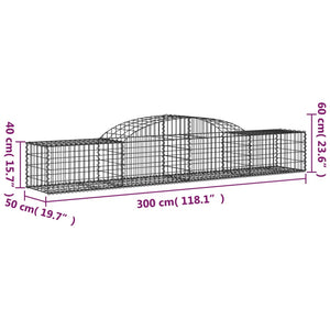 vidaXL Arched Gabion Baskets 5 pcs 300x50x40/60 cm Galvanised Iron