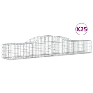 vidaXL Arched Gabion Baskets 25 pcs 300x50x40/60 cm Galvanised Iron