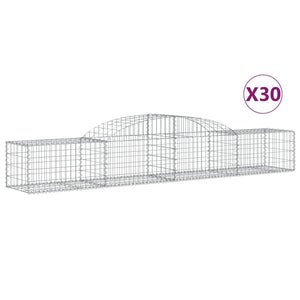 vidaXL Arched Gabion Baskets 30 pcs 300x50x40/60 cm Galvanised Iron