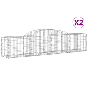 vidaXL Arched Gabion Baskets 2 pcs 300x50x60/80 cm Galvanised Iron