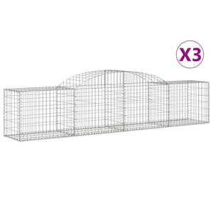 vidaXL Arched Gabion Baskets 3 pcs 300x50x60/80 cm Galvanised Iron