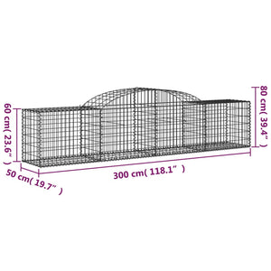 vidaXL Arched Gabion Baskets 3 pcs 300x50x60/80 cm Galvanised Iron