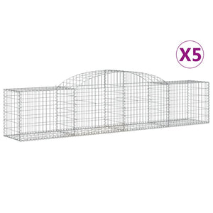 vidaXL Arched Gabion Baskets 5 pcs 300x50x60/80 cm Galvanised Iron