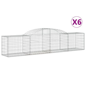 vidaXL Arched Gabion Baskets 6 pcs 300x50x60/80 cm Galvanised Iron