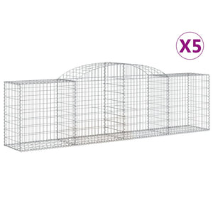 vidaXL Arched Gabion Baskets 5 pcs 300x50x80/100 cm Galvanised Iron