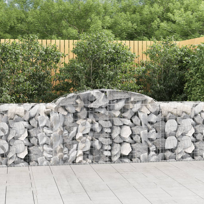 vidaXL Arched Gabion Baskets 7 pcs 300x50x80/100 cm Galvanised Iron