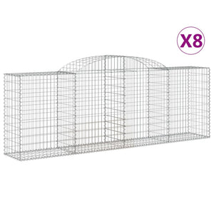 vidaXL Arched Gabion Baskets 8 pcs 300x50x100/120 cm Galvanised Iron