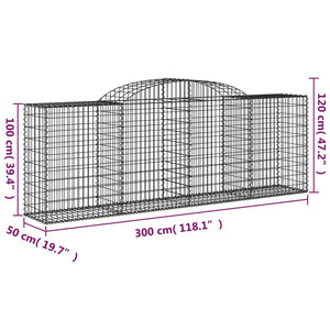 vidaXL Arched Gabion Baskets 8 pcs 300x50x100/120 cm Galvanised Iron