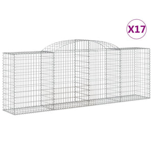 vidaXL Arched Gabion Baskets 17 pcs 300x50x100/120 cm Galvanised Iron