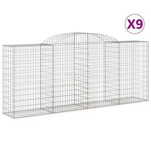 vidaXL Arched Gabion Baskets 9 pcs 300x50x120/140 cm Galvanised Iron