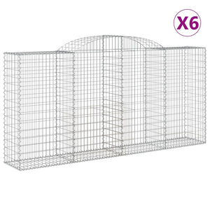 vidaXL Arched Gabion Baskets 6 pcs 300x50x140/160 cm Galvanised Iron