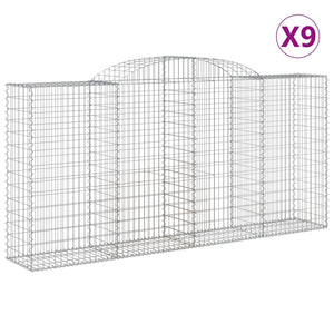 vidaXL Arched Gabion Baskets 9 pcs 300x50x140/160 cm Galvanised Iron