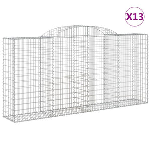 vidaXL Arched Gabion Baskets 13 pcs 300x50x140/160 cm Galvanised Iron