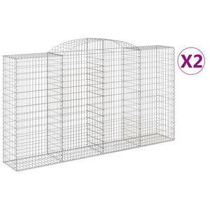 vidaXL Arched Gabion Baskets 2 pcs 300x50x160/180 cm Galvanised Iron