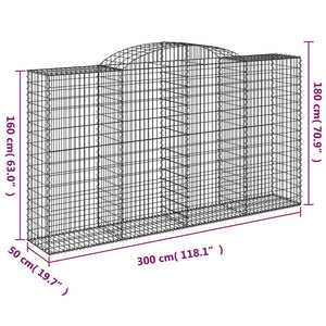 vidaXL Arched Gabion Baskets 3 pcs 300x50x160/180 cm Galvanised Iron