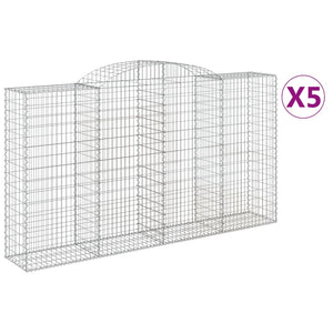 vidaXL Arched Gabion Baskets 5 pcs 300x50x160/180 cm Galvanised Iron