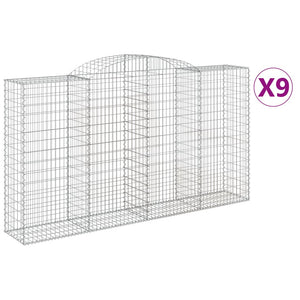 vidaXL Arched Gabion Baskets 9 pcs 300x50x160/180 cm Galvanised Iron