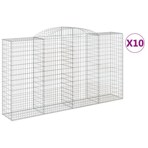 vidaXL Arched Gabion Baskets 10 pcs 300x50x160/180 cm Galvanised Iron