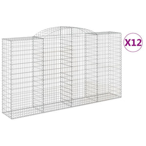 vidaXL Arched Gabion Baskets 12 pcs 300x50x160/180 cm Galvanised Iron