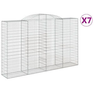 vidaXL Arched Gabion Baskets 7 pcs 300x50x180/200 cm Galvanised Iron