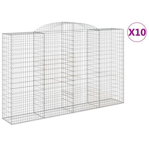 vidaXL Arched Gabion Baskets 10 pcs 300x50x180/200 cm Galvanised Iron