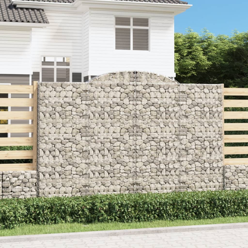 vidaXL Arched Gabion Baskets 2 pcs 300x50x200/220 cm Galvanised Iron