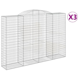 vidaXL Arched Gabion Baskets 3 pcs 300x50x200/220 cm Galvanised Iron