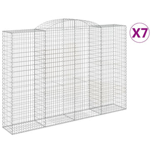 vidaXL Arched Gabion Baskets 7 pcs 300x50x200/220 cm Galvanised Iron