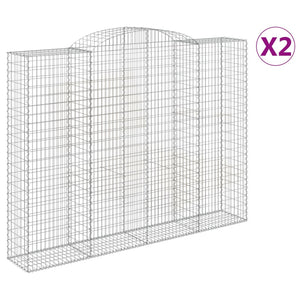 vidaXL Arched Gabion Baskets 2 pcs 300x50x220/240 cm Galvanised Iron