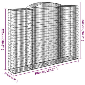 vidaXL Arched Gabion Baskets 2 pcs 300x50x220/240 cm Galvanised Iron