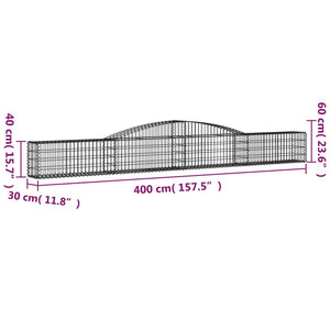 vidaXL Arched Gabion Baskets 4 pcs 400x30x40/60 cm Galvanised Iron