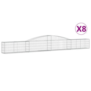 vidaXL Arched Gabion Baskets 8 pcs 400x30x40/60 cm Galvanised Iron