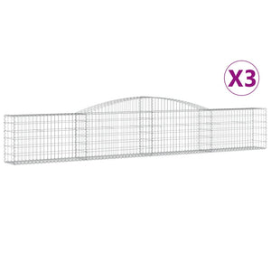 vidaXL Arched Gabion Baskets 3 pcs 400x30x60/80 cm Galvanised Iron