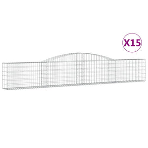 vidaXL Arched Gabion Baskets 15 pcs 400x30x60/80 cm Galvanised Iron