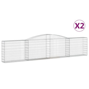 vidaXL Arched Gabion Baskets 2 pcs 400x30x80/100 cm Galvanised Iron